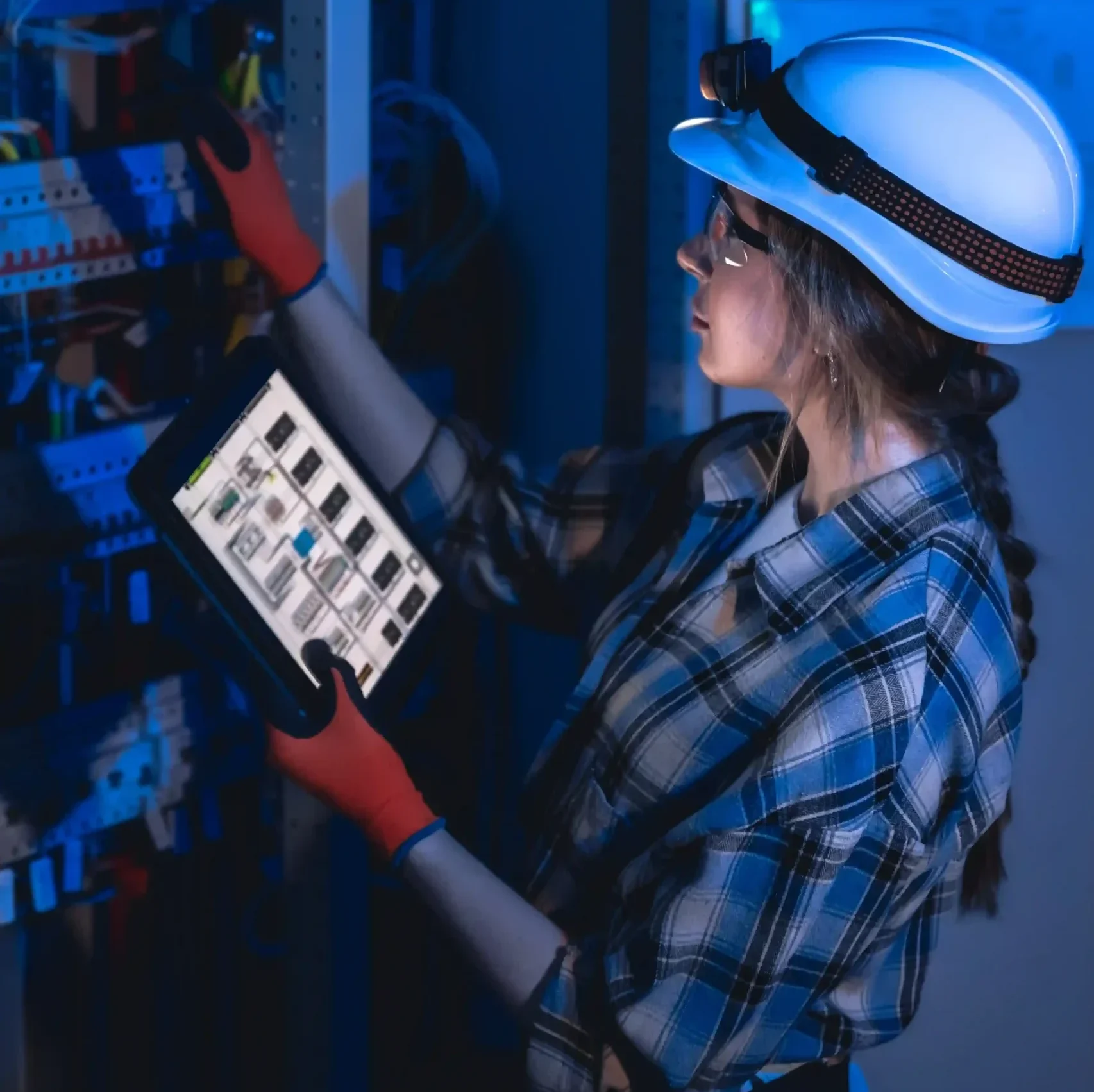 Proactive IT maintenance technician inspecting business infrastructure